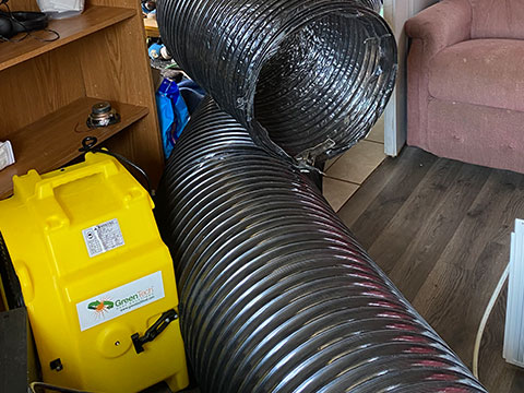 Whole-home bed bug heat treatment equipment inside a home