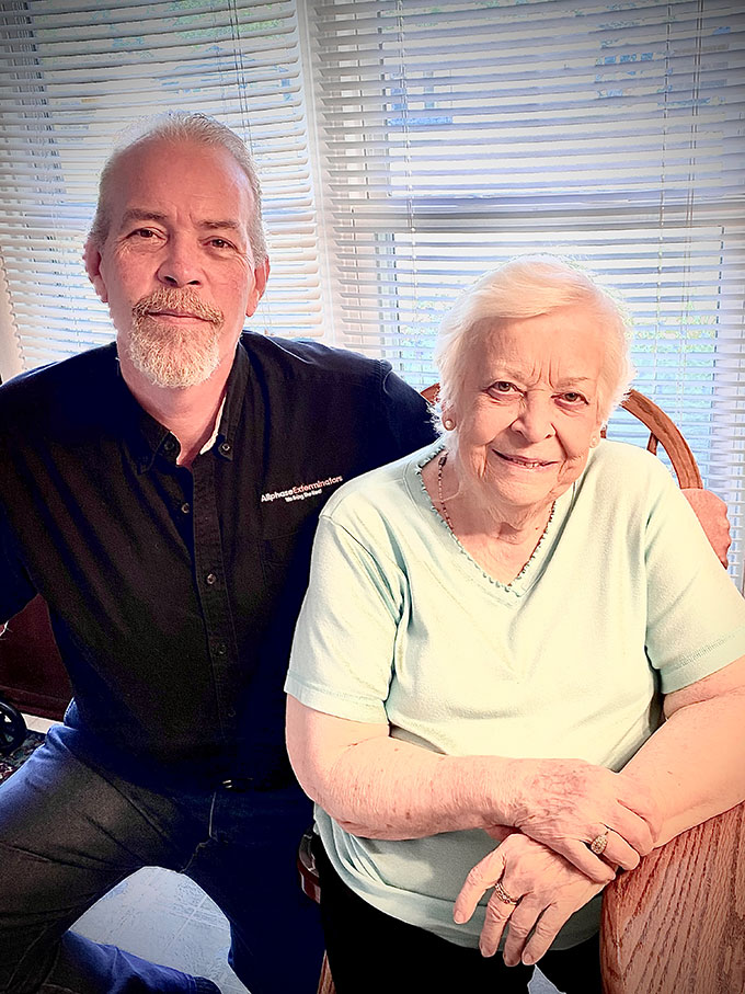 Mike Lindale of Allphase Exterminators with his mother
